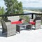 Costway 4PCS Patio Rattan Furniture Set Conversation Glass Table Top Cushioned Turquoise/Red/Grey/Beige/Navy/Black